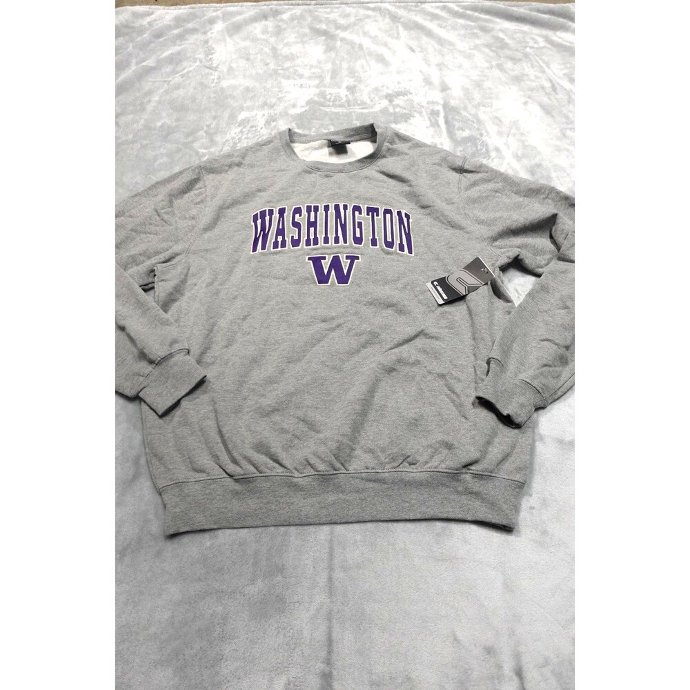 Washington Huskies‎ Men's Size XL Heather Gray Arch & Logo Crew Neck Sweatshirt